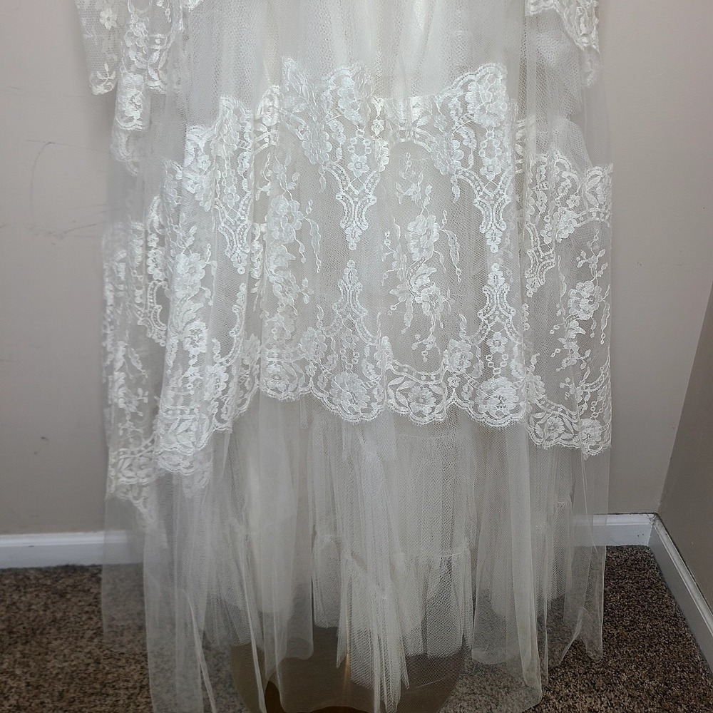 VTG 50s Wedding Dress Cottagecore Lace Tulle Bridal Gown Coquette Princess - Picture 12 of 12